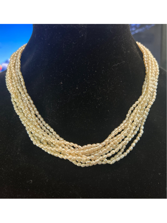 Unbranded Jewelry - Women's Unbranded Multi-Strand Pearl Necklace 15” Cream Silver